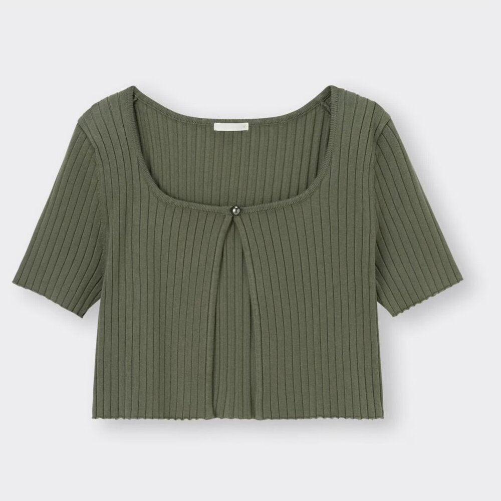 Uniqlo Ribbed cropped cardigan (short sleeve) - Size Medium (Japanese Large)